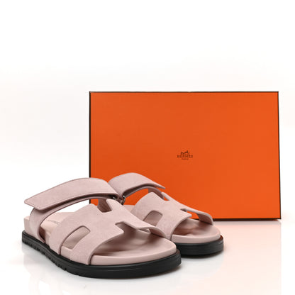 Hermes Suede Goatskin Womens Chypre Sandals 36 Rose Porcelaine 8 of 8