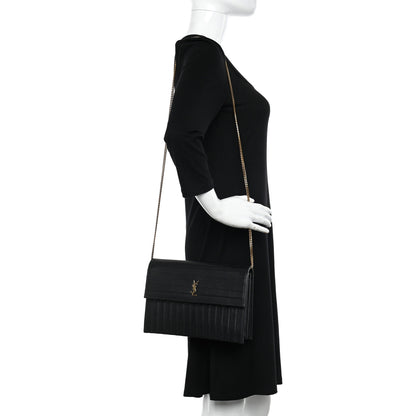 Saint Laurent Calfskin Matelasse Victoire Chain Wallet Black 2 of 9