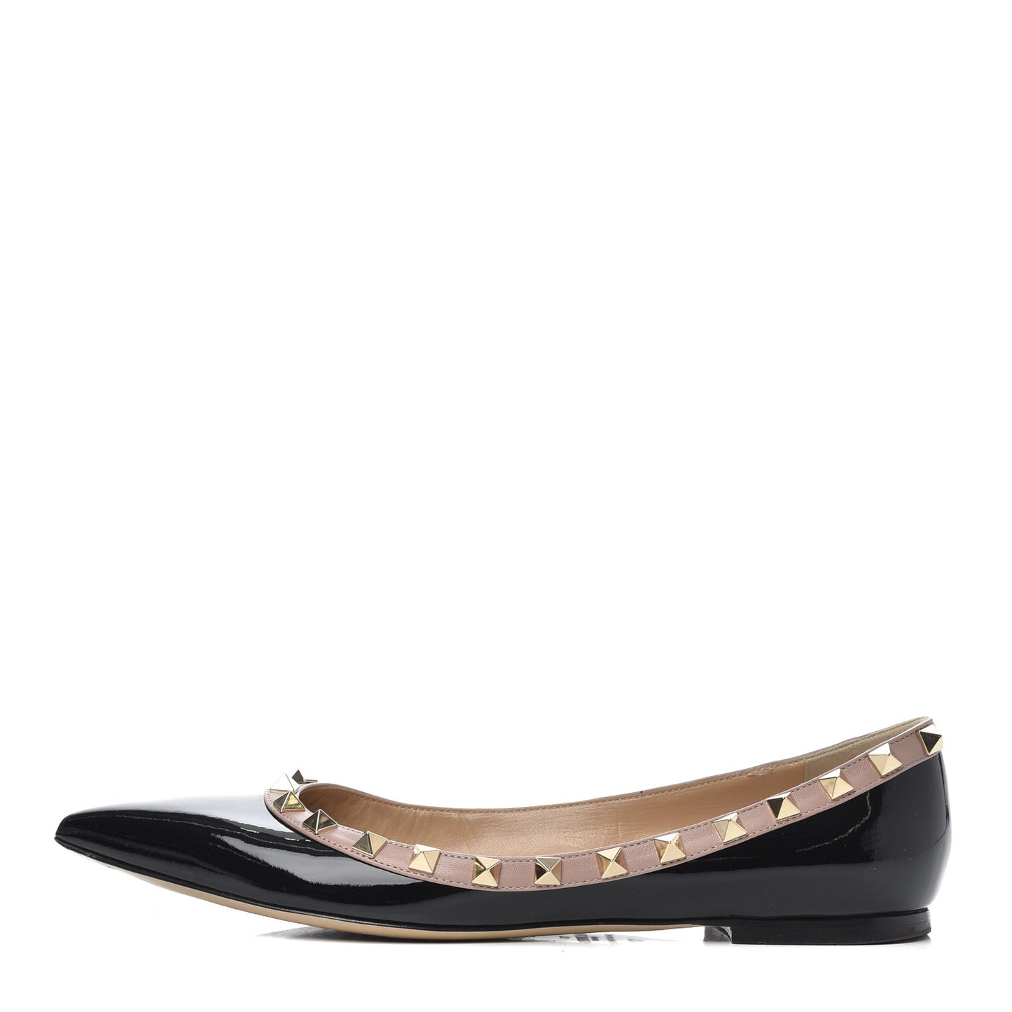Patent Nappa Rockstud Ballerina Flats 37.5 Black Poudre
