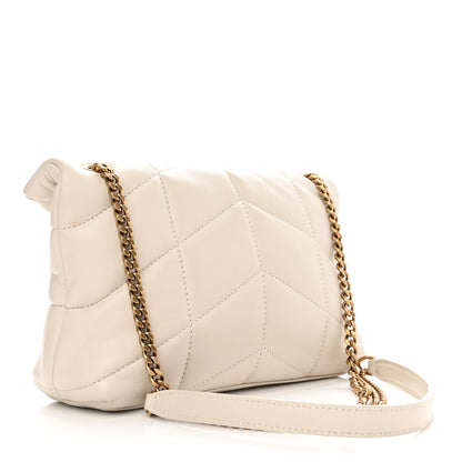 Saint Laurent Lambskin Quilted Toy Loulou Puffer Monogram Chain Satchel Crema Soft 3 of 11