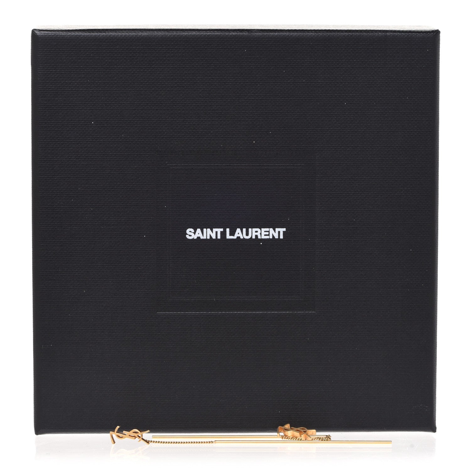 Saint Laurent Metal Monogram Pendant Threader Earrings Gold 4 of 4