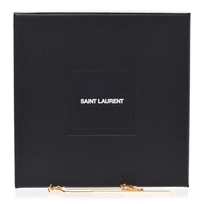 Saint Laurent Metal Monogram Pendant Threader Earrings Gold 4 of 4