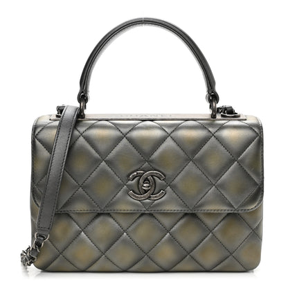 Chanel Metallic Lambskin Quilted Small Trendy CC Dual Handle Flap Bag Silver Gold 1 of 10