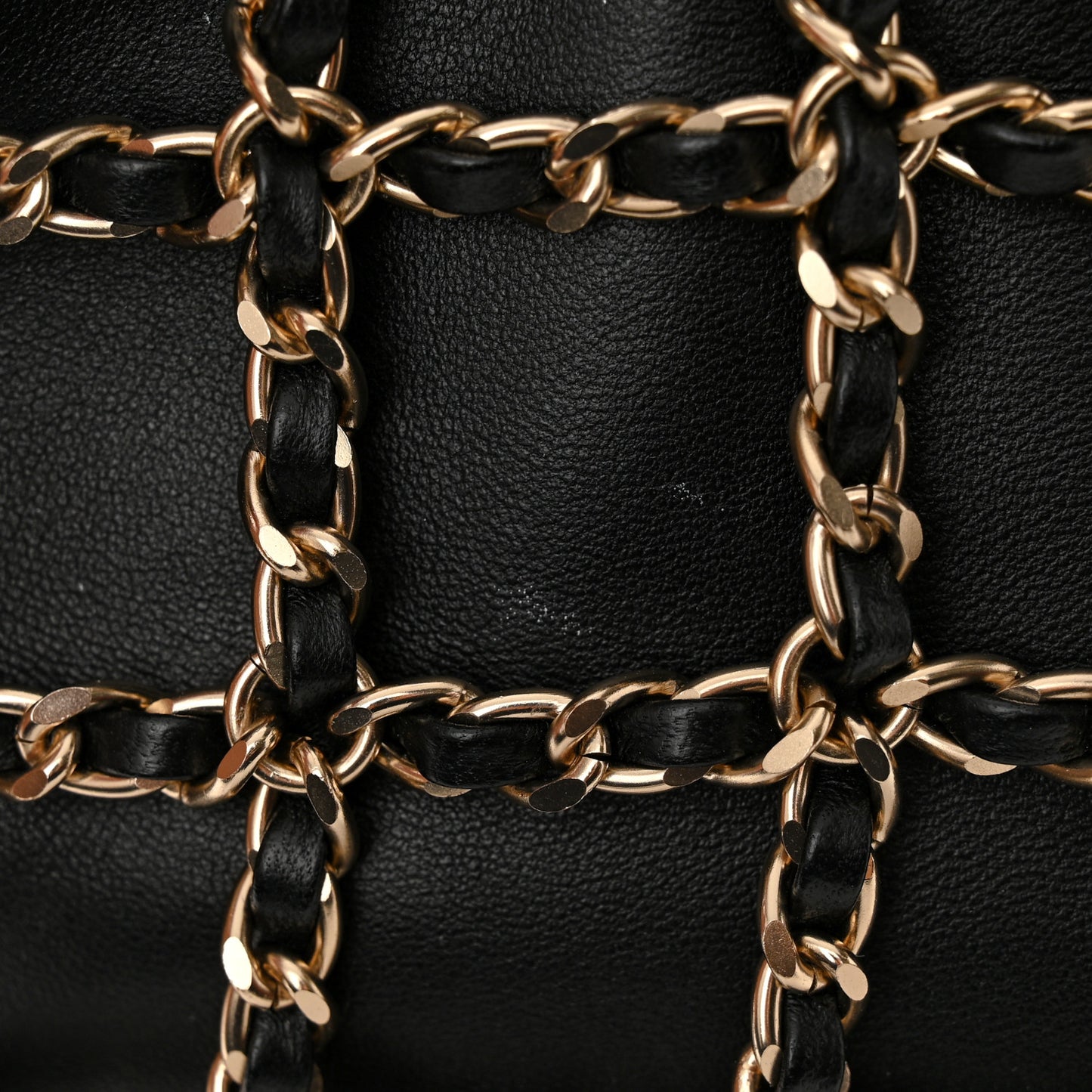 Lambskin Shopping Chain Tote Black