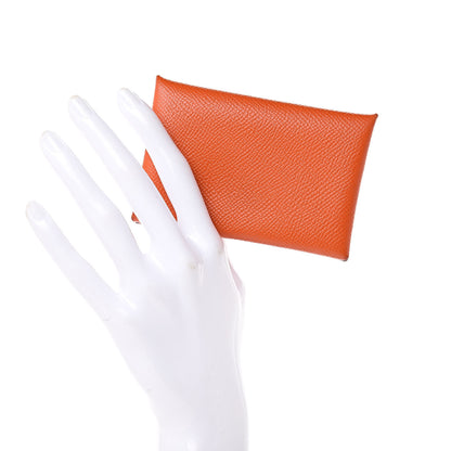 Hermes Epsom Calvi Card Case Orange 2 of 7