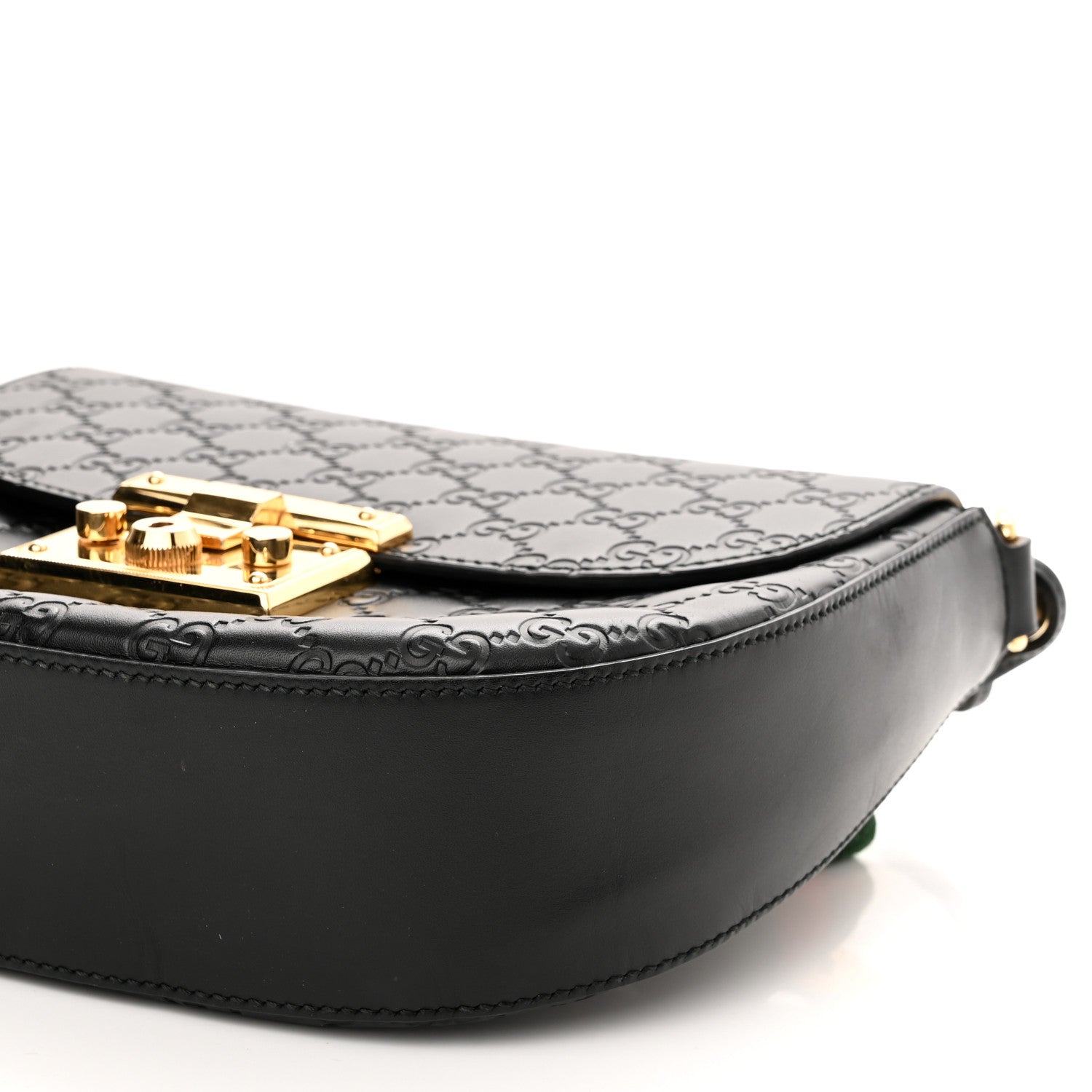 Gucci Guccissima Web Medium Padlock Messenger Shoulder Bag Black 10 of 10