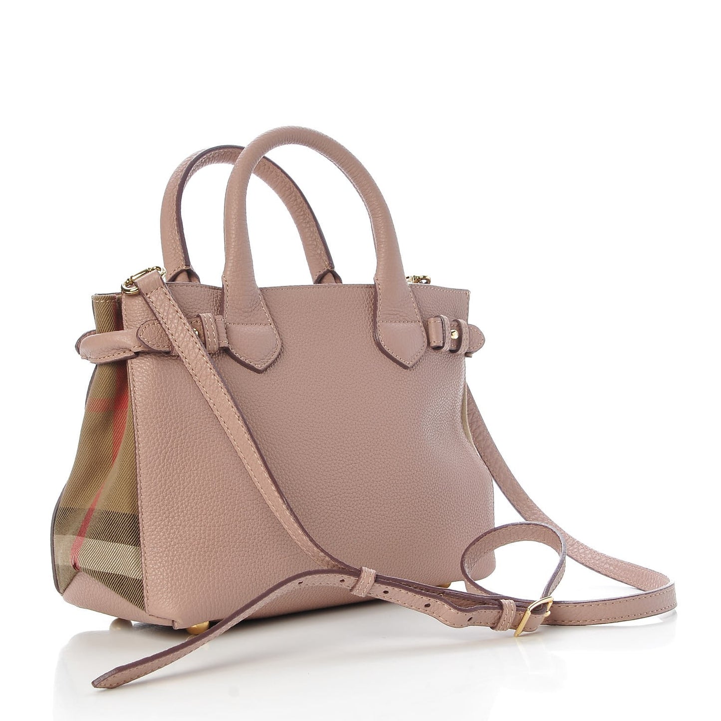 Grainy Calfskin House Check Small Banner Tote Pale Orchid