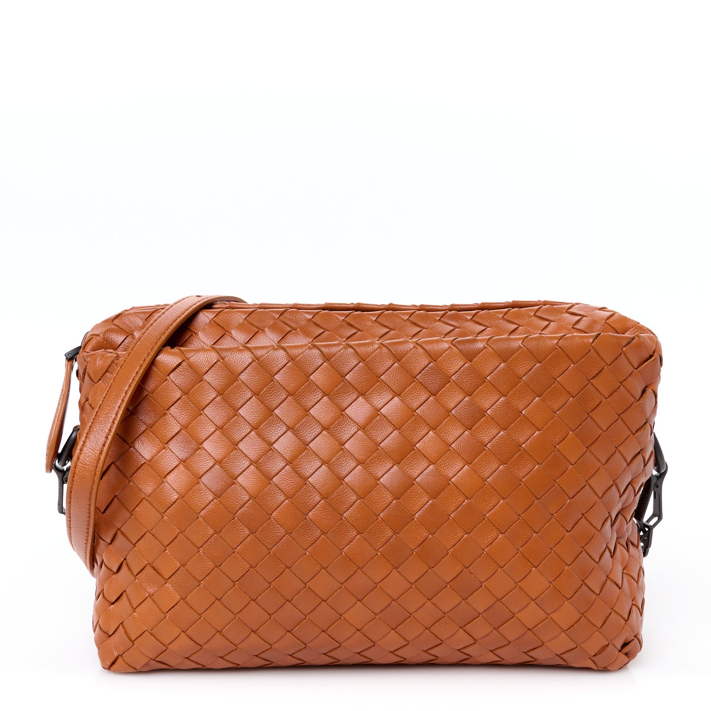 Nappa Intrecciato Crossbody Bag Dark Calvados