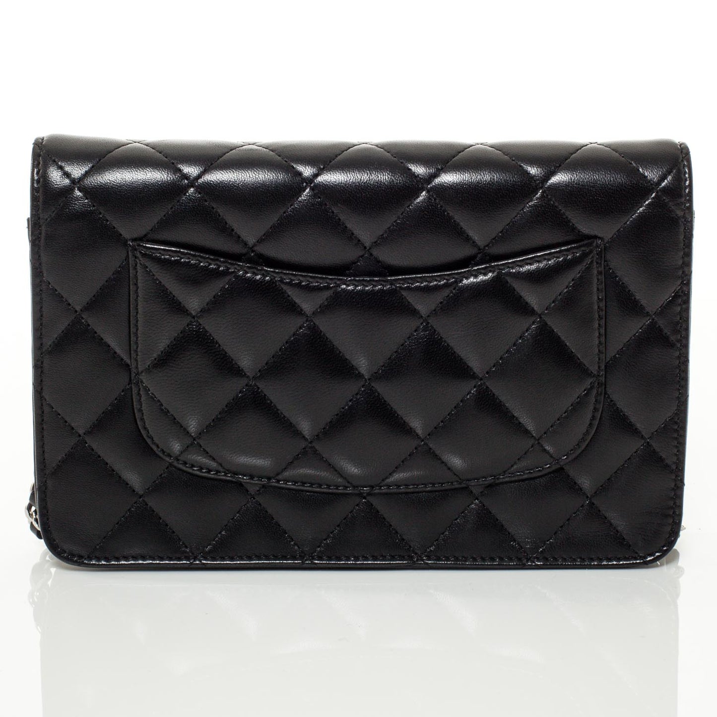 Lambskin Quilted Wallet On Chain WOC Black