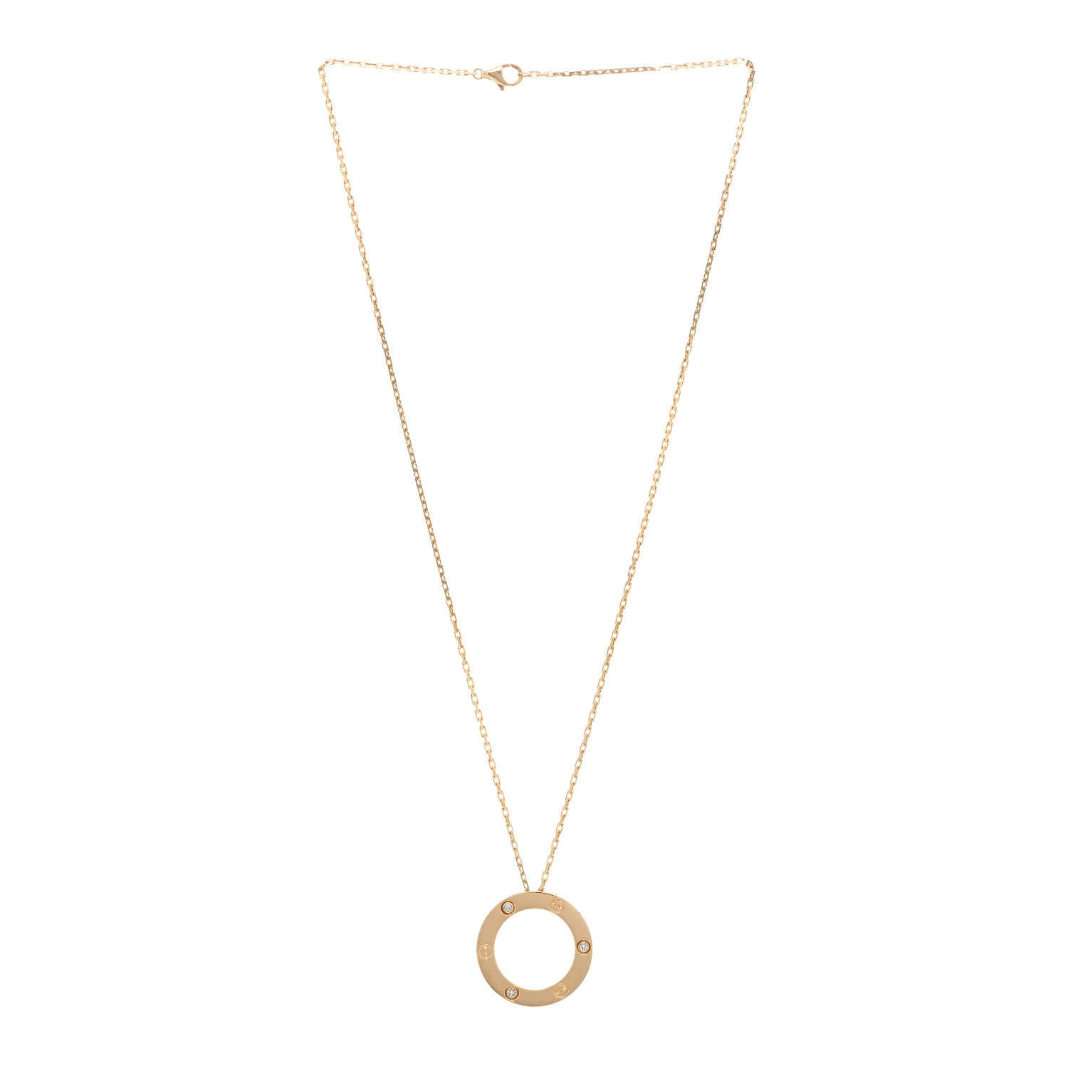 Cartier 18K Yellow Gold 3 Diamonds LOVE Pendant Necklace 3 of 6