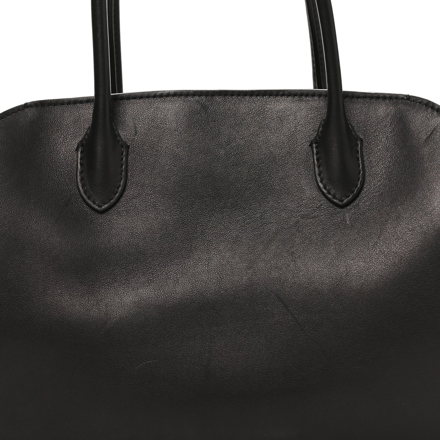 Polished Saddle Calfskin Marlo 12 Tote Bag Black