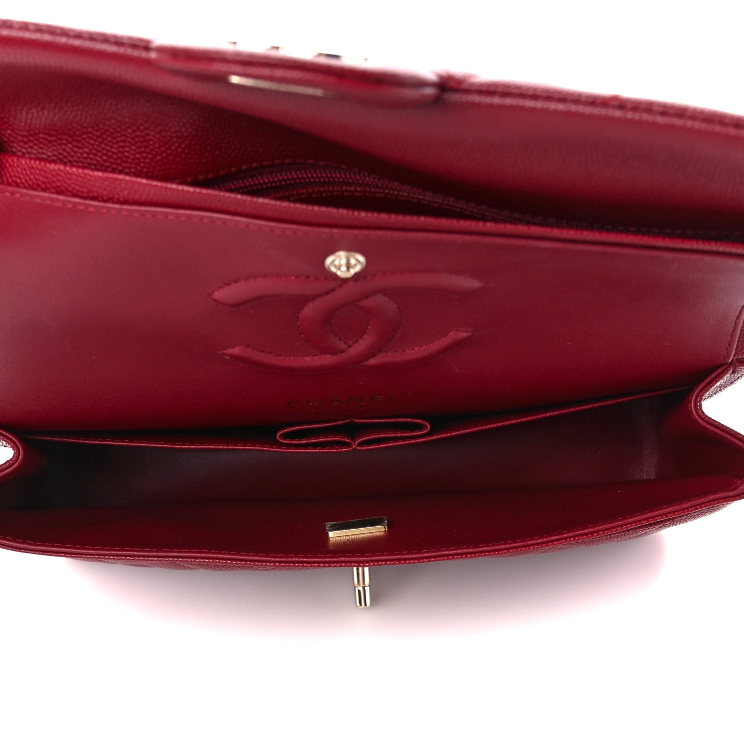 Chanel Caviar Quilted Medium Double Flap Dark Red 5 of 12