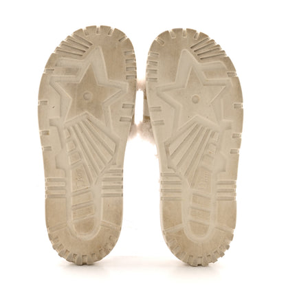 Christian Dior Shearling Canvas Lurex Embroidered Dway 10mm Slide Sandals 39 Natural Platinum 6 of 10
