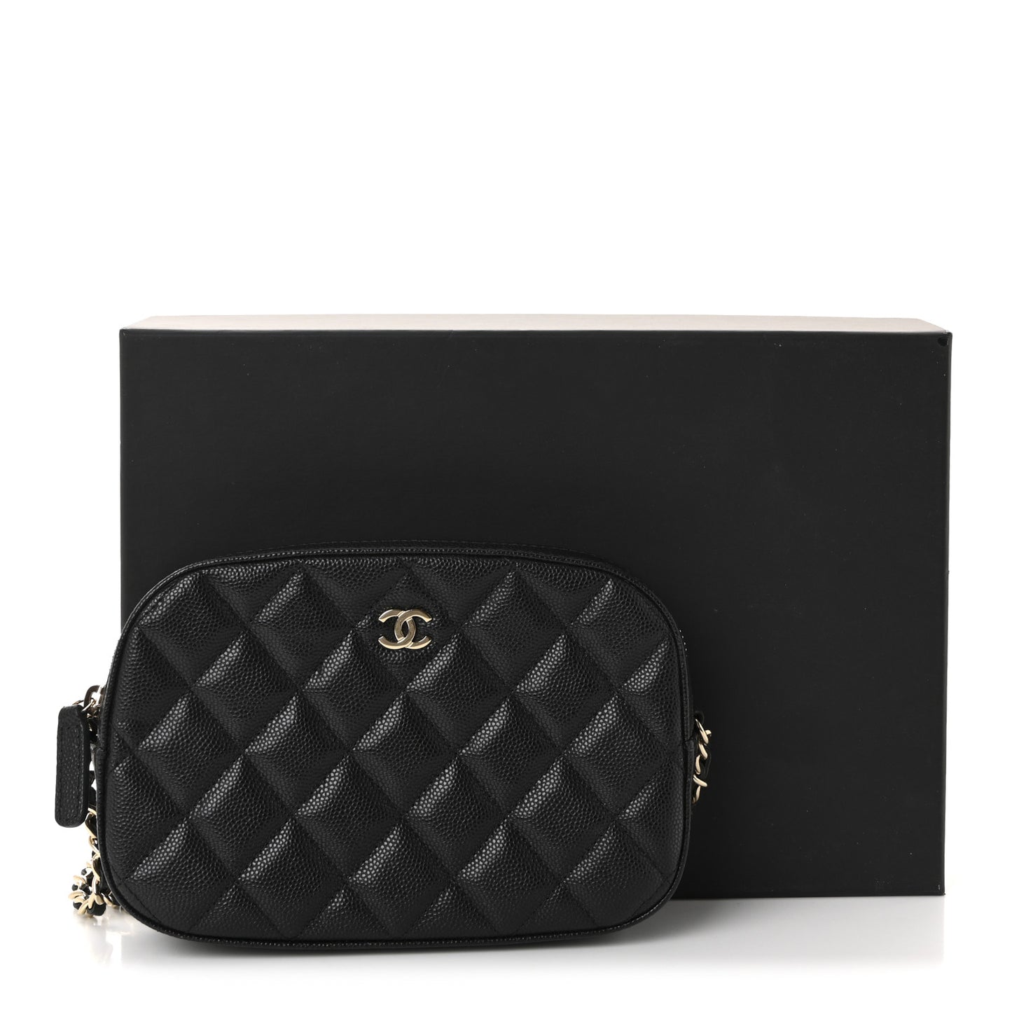 Caviar Quilted Vanity With Chain Black