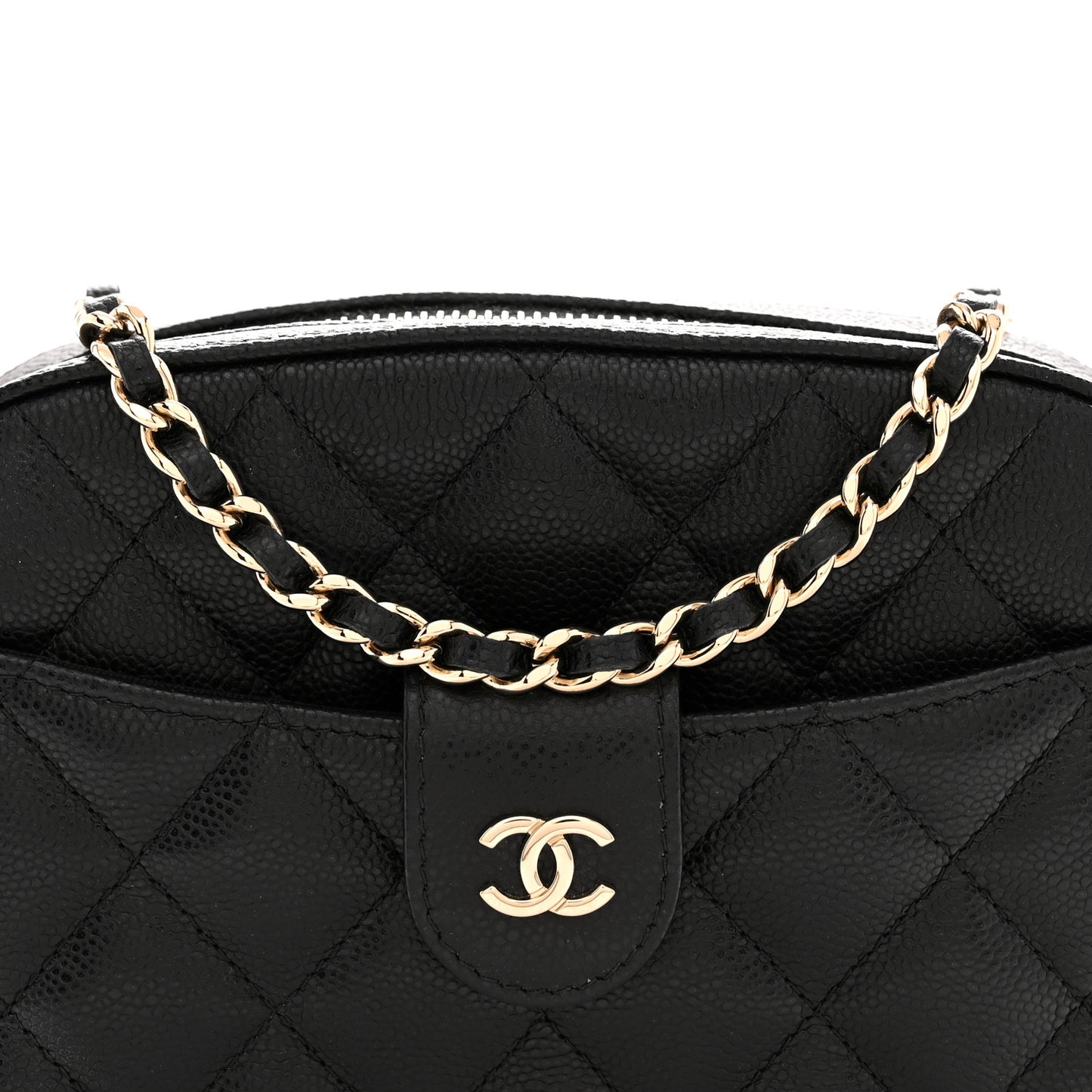 Caviar Quilted Chain Camera Bag Black