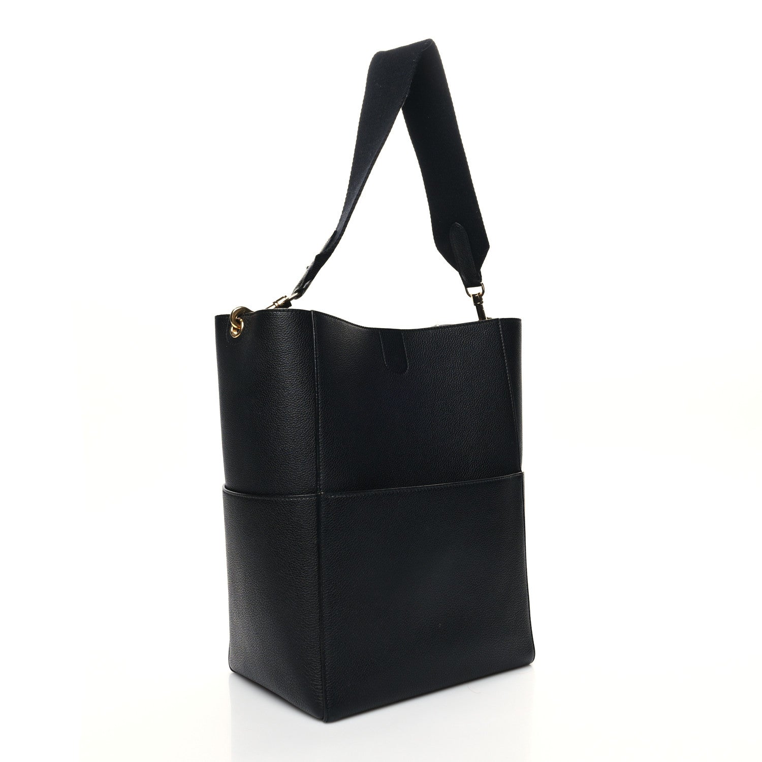 Celine Soft Grained Calfskin Sangle Bucket Bag Black 3 of 12