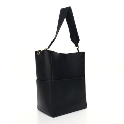 Celine Soft Grained Calfskin Sangle Bucket Bag Black 3 of 12