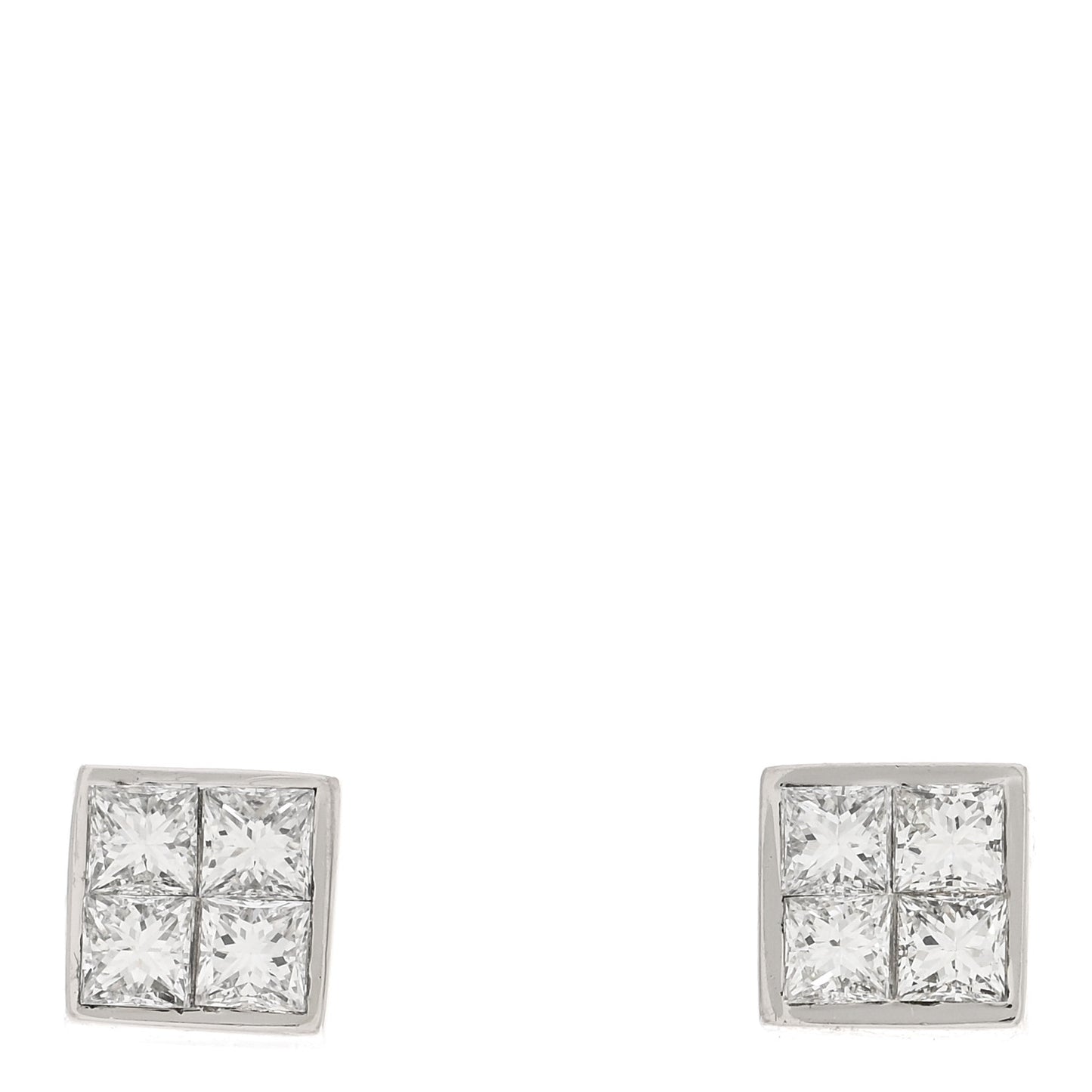 Platinum Diamond Square Earrings