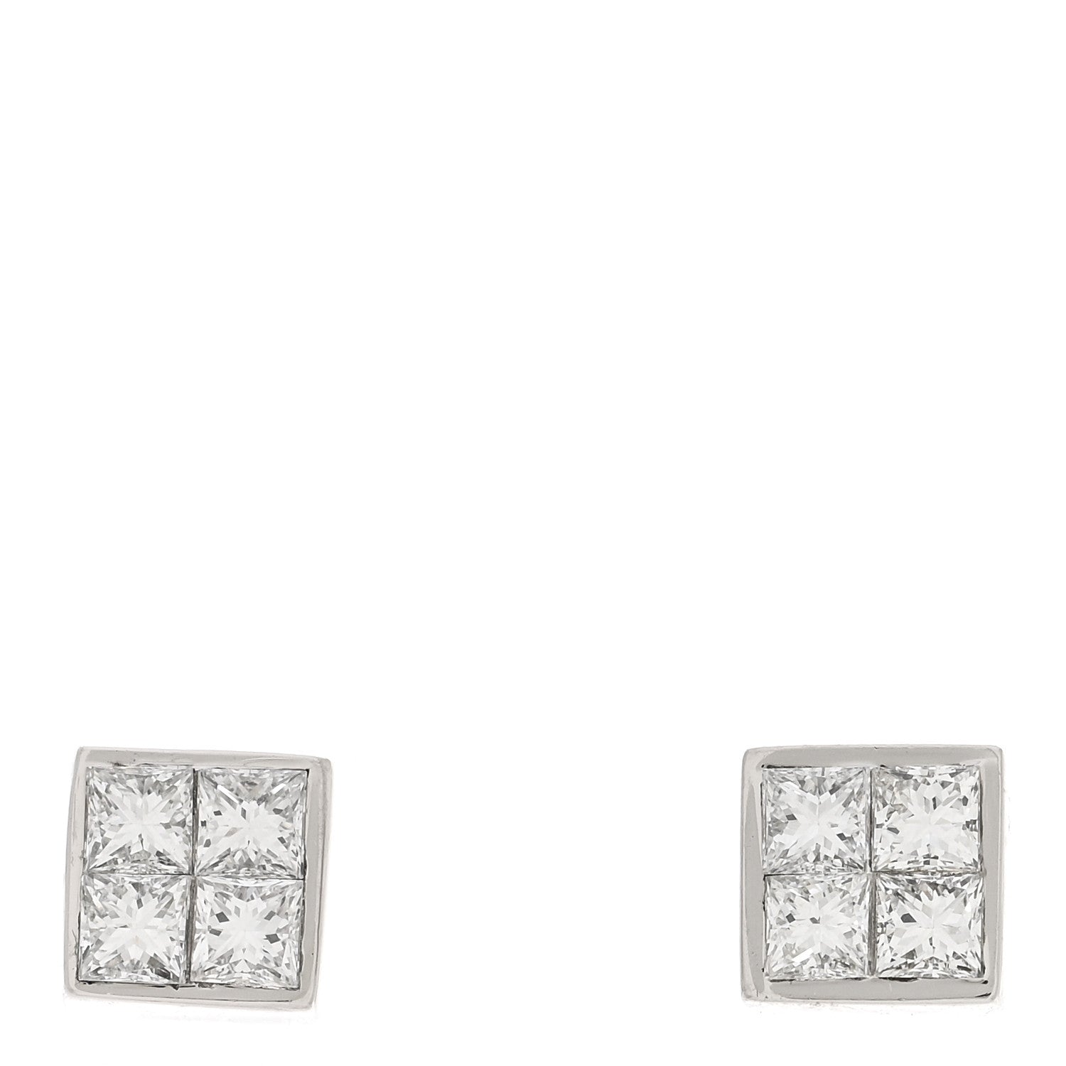 Tiffany Platinum Diamond Square Earrings 1 of 4