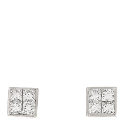 Tiffany Platinum Diamond Square Earrings 1 of 4