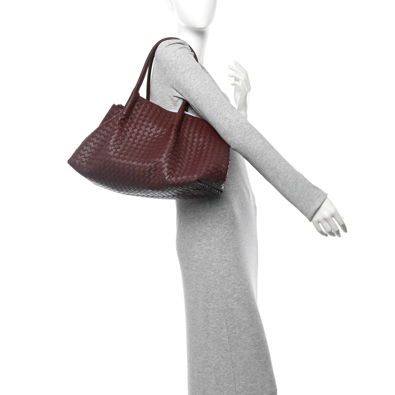 Bottega Veneta Calfskin Intrecciato Pinacoteca Reversible Tote Madder Brown Lunar 2 of 10