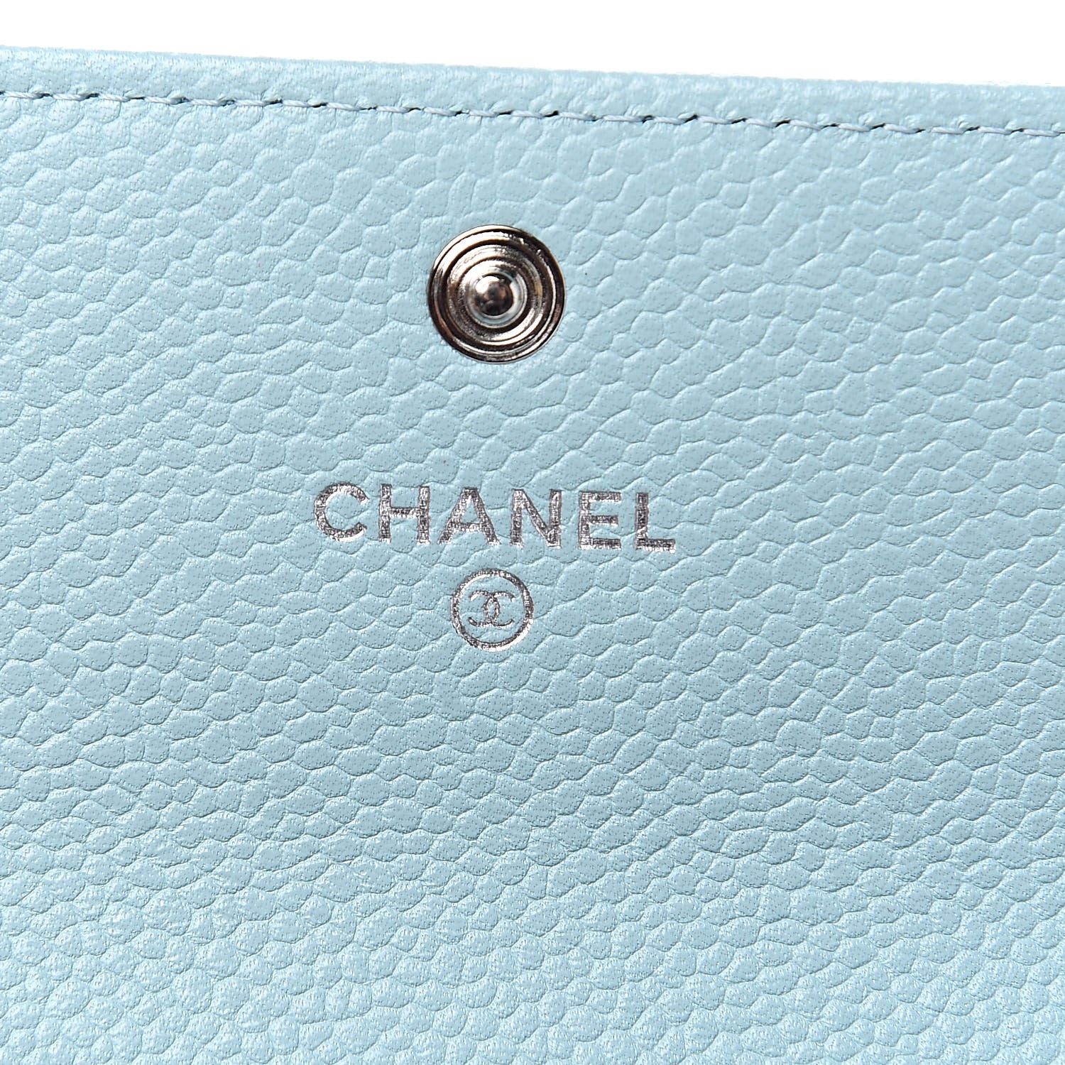 Chanel Caviar Chevron Quilted Boy Card Holder Wallet Light Blue 6 of 9