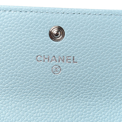 Chanel Caviar Chevron Quilted Boy Card Holder Wallet Light Blue 6 of 9