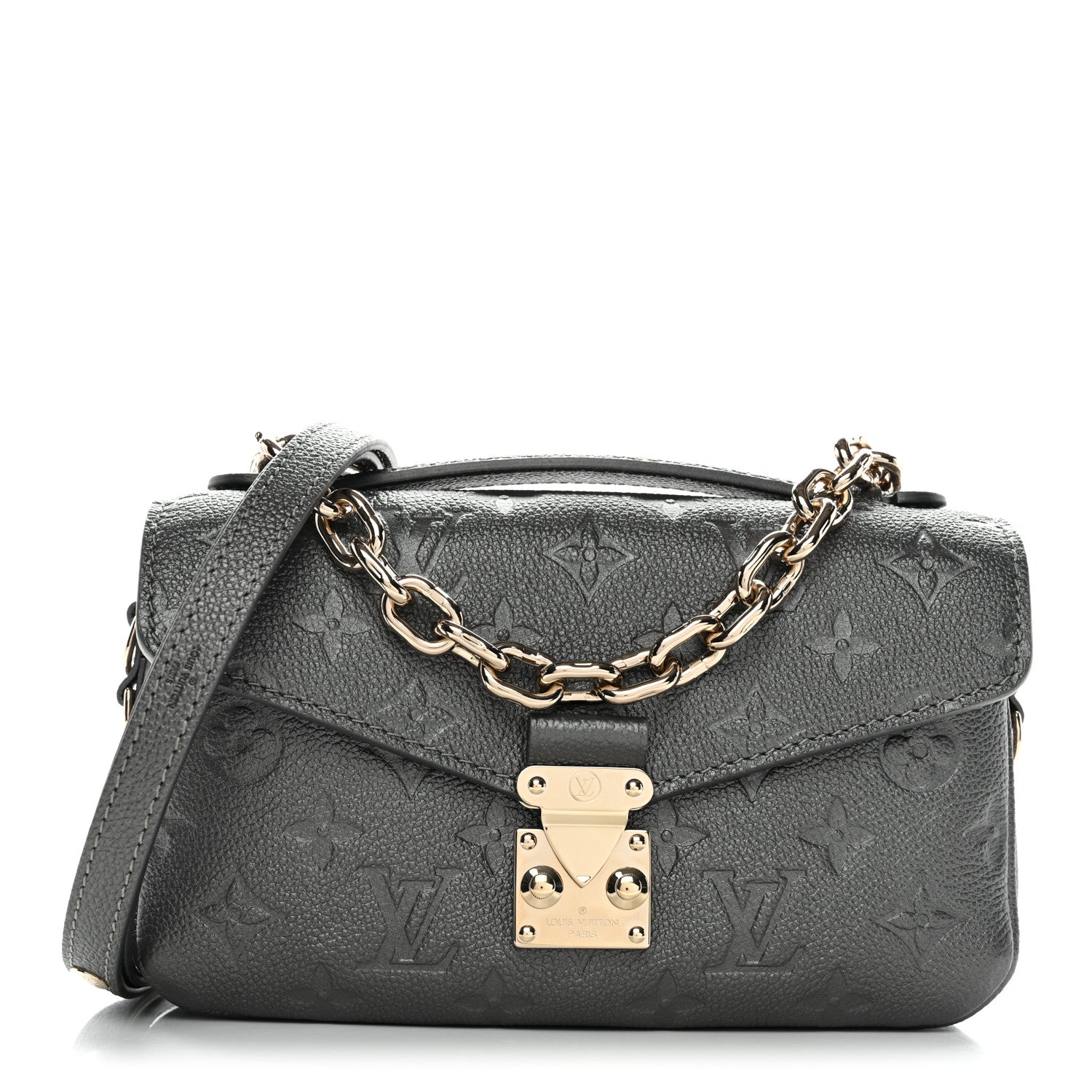 Louis Vuitton Shimmery Empreinte LV Ski Pochette Metis East West Gun Metal 1 of 9