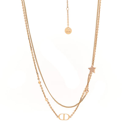 Christian Dior Metal Crystal Petit CD Double Necklace Gold 1 of 6
