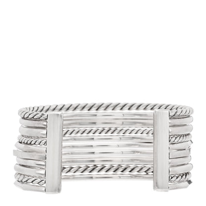 David Yurman Sterling Silver Diamond Wide Stax Cuff Bracelet 2 of 3