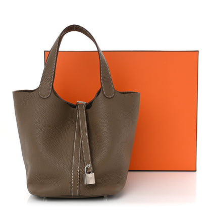 Hermes Taurillon Clemence Picotin Lock 22 MM Etoupe 11 of 11