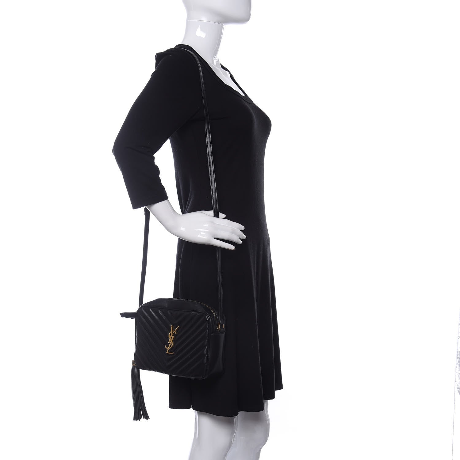 Saint Laurent Calfskin Matelasse Monogram Lou Camera Bag Black 2 of 12