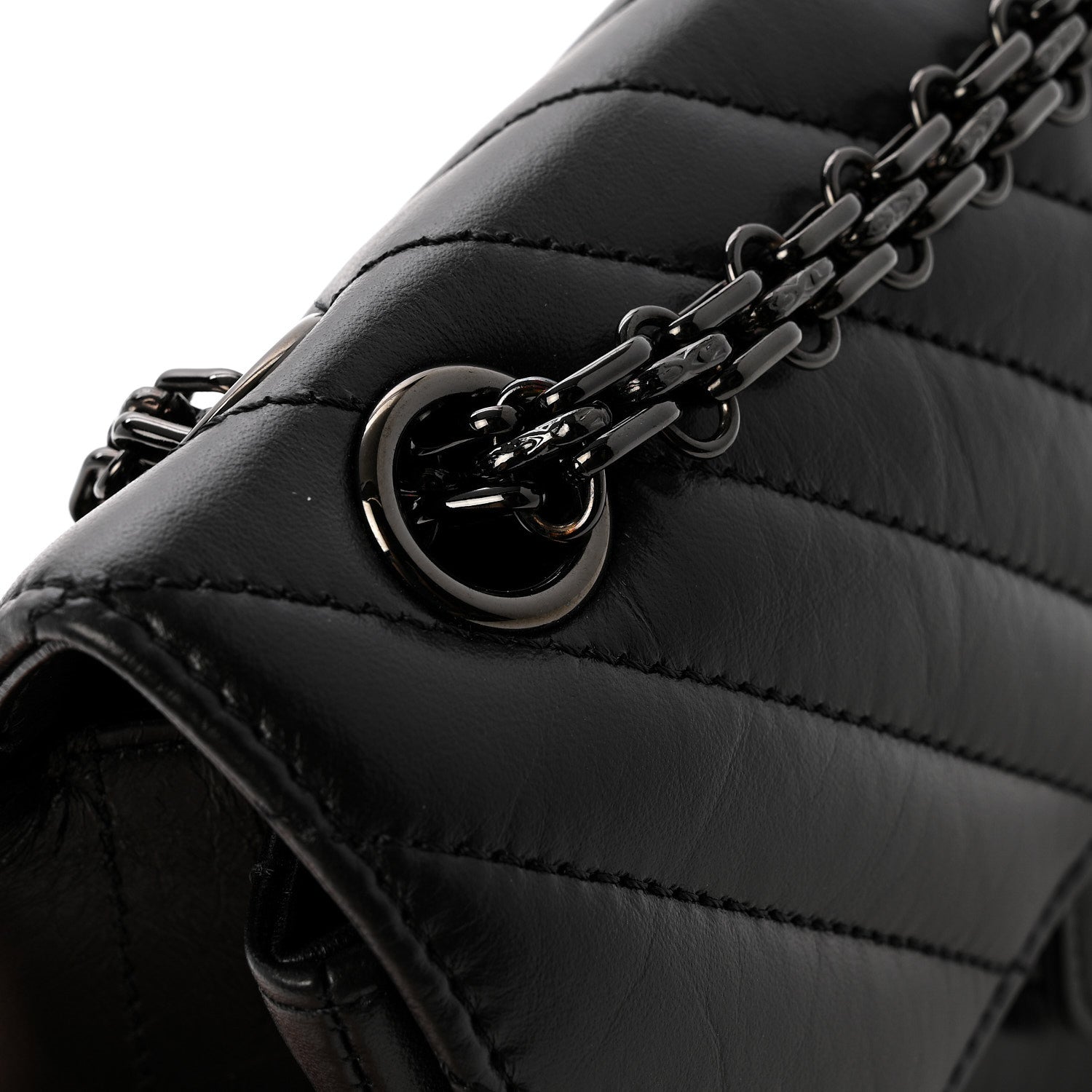 Chanel Aged Calfskin Chevron Quilted 2.55 Reissue Mini Flap So Black 10 of 12