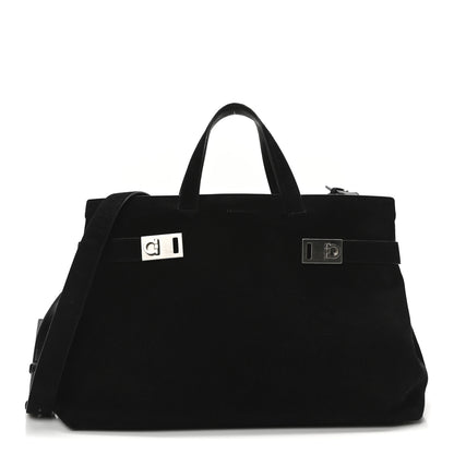 Salvatore Ferragamo Suede Mens Wanda Tote Bag Black 1 of 10