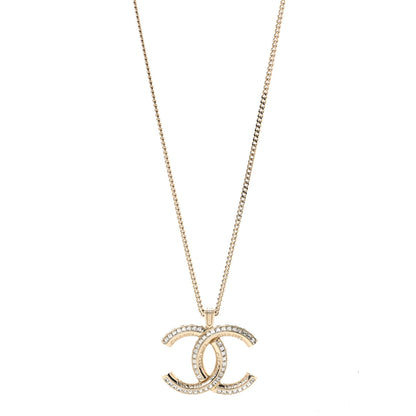 Chanel Baguette Crystal Logo CC Chain Necklace Gold 1 of 5