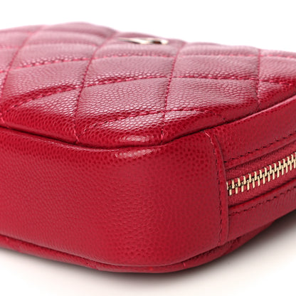 Chanel Caviar Quilted Small Curvy Pouch Cosmetic Case Dark Pink 10 of 11