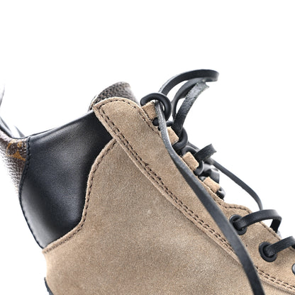 Louis Vuitton Suede Calfskin Monogram Laureate Platform Desert Boots 37 Taupe 9 of 9