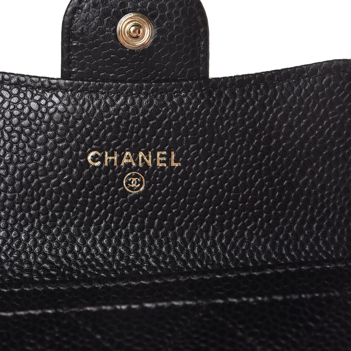 Caviar Quilted Flap Card Holder Black