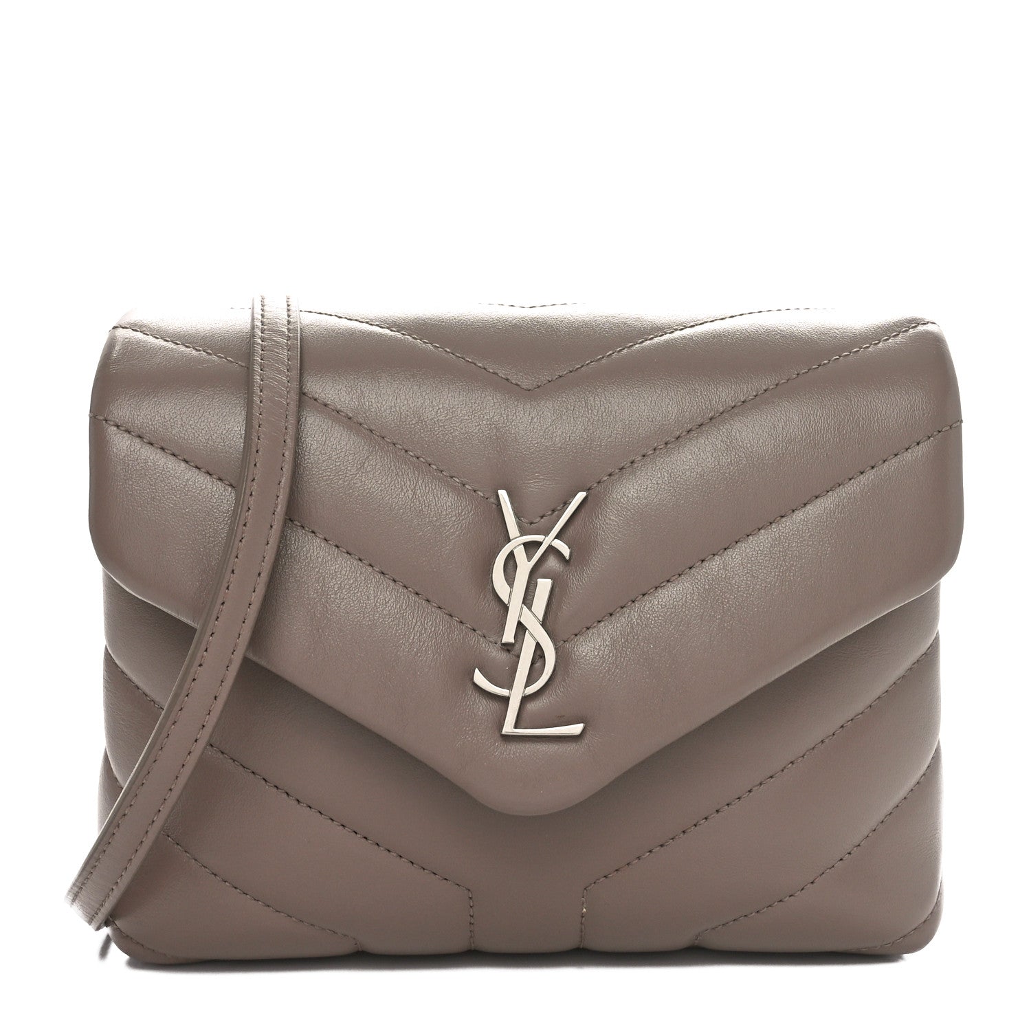 Saint Laurent Calfskin Y Quilted Monogram Toy Loulou Crossbody Bag Mink 1 of 10