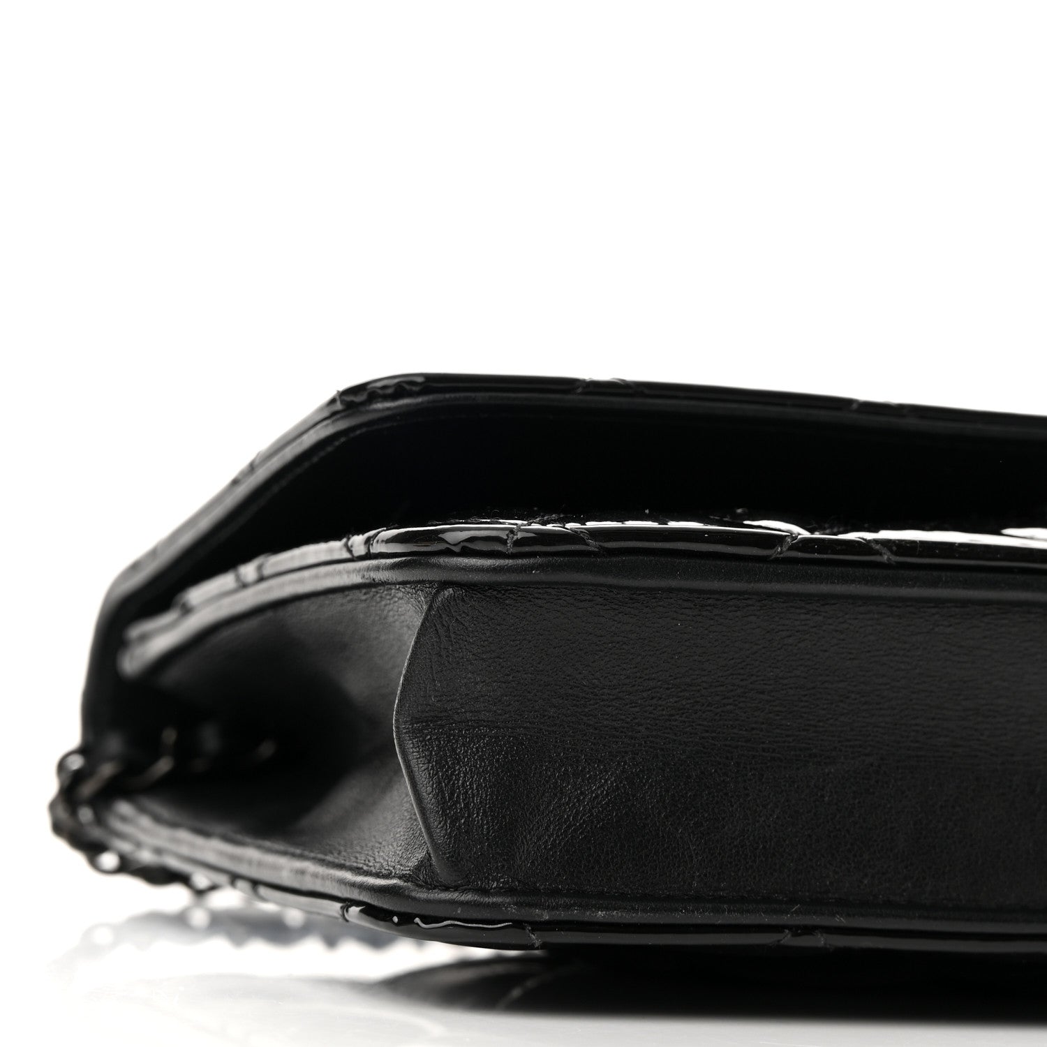 Chanel Patent Quilted Wallet On Chain WOC Black 10 of 11