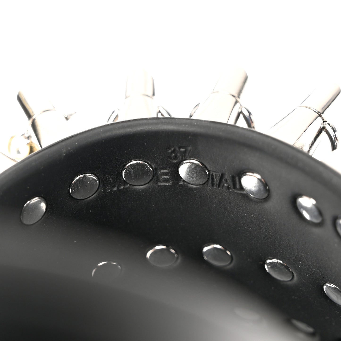 Calfskin Rubber Marshmallow Studs Strap Sandals 37 Black
