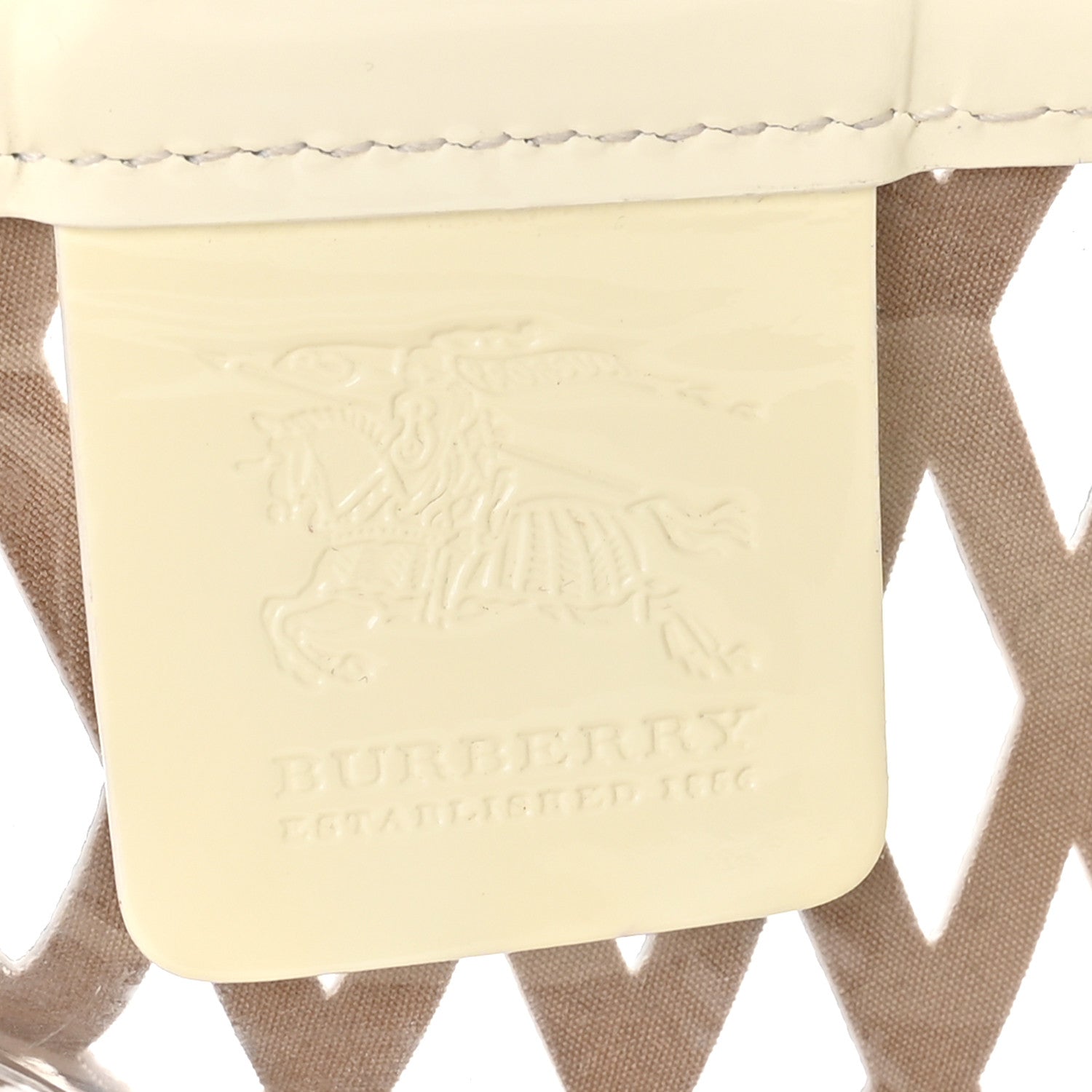 Burberry Patent PVC Supernova Check Net Drawstring Bag White 6 of 11