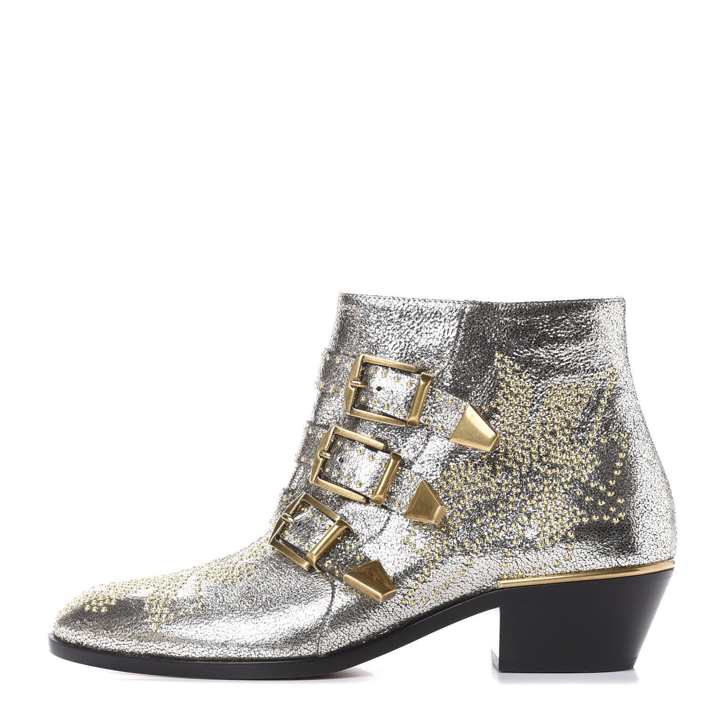 Metallic Nappa Sheepskin Studded Susanna Ankle Boots 38.5 Gold