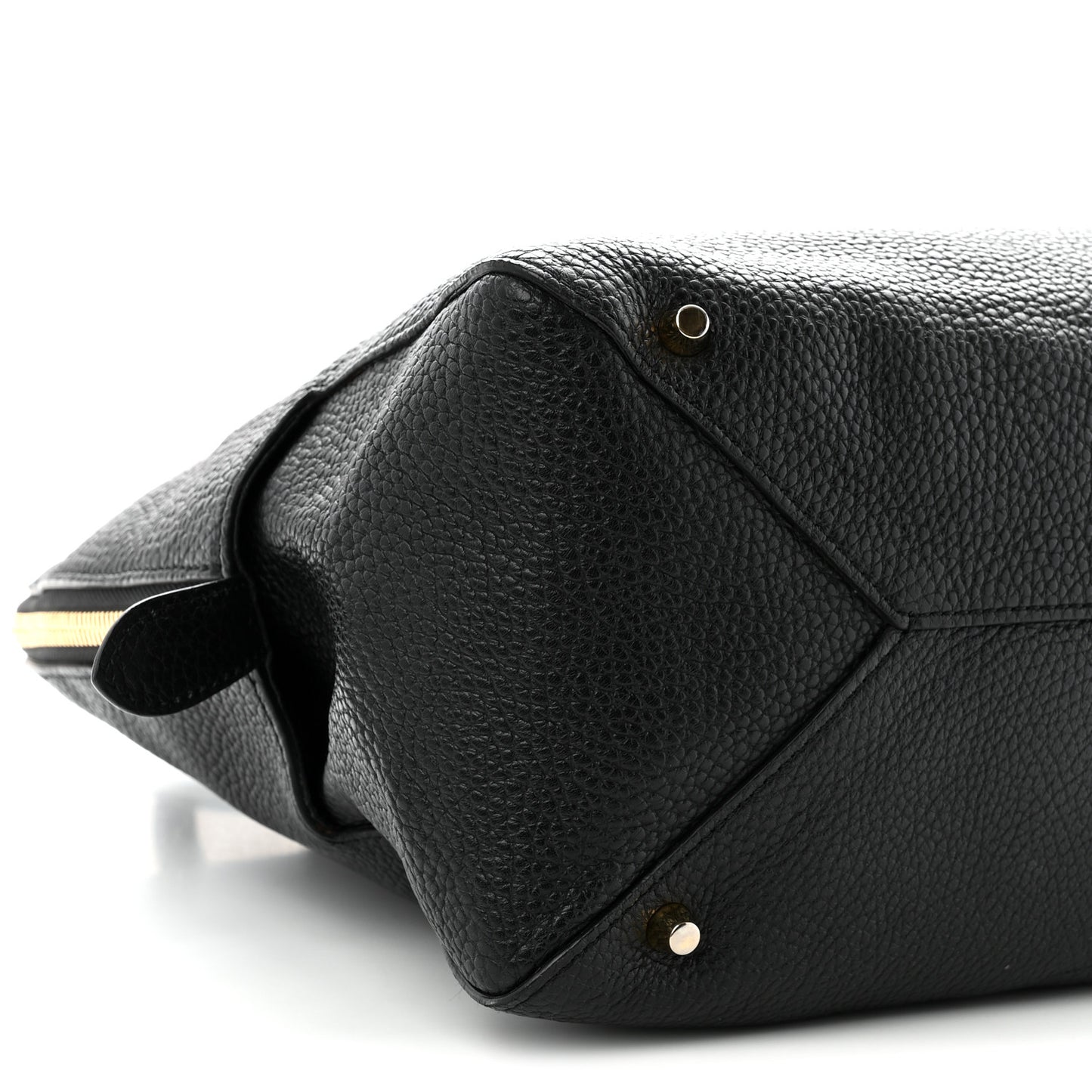 London Grainy Calfskin Greenwood Bowling Bag Black