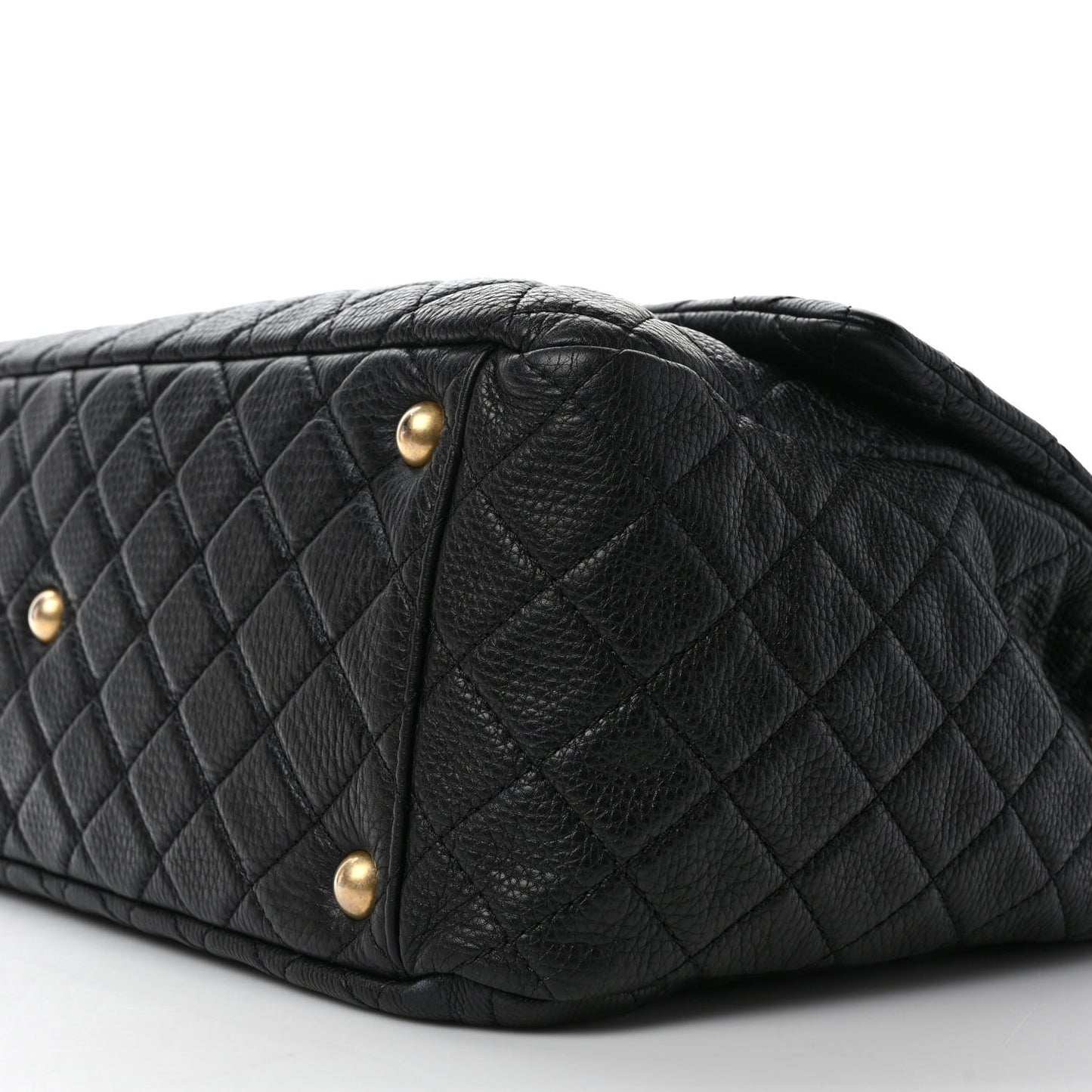 Calfskin Quilted XXL Travel Flap Bag Black