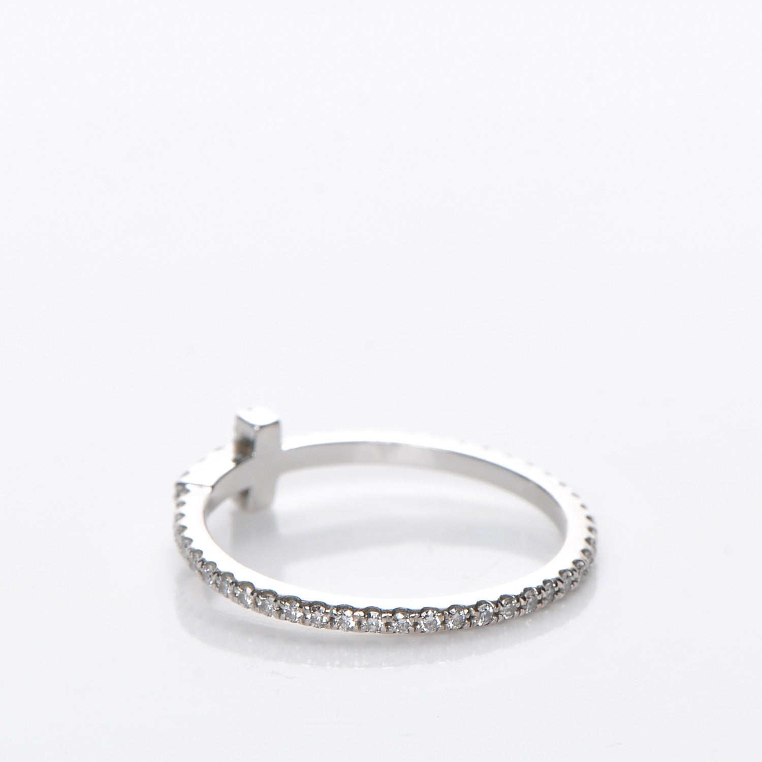 Tiffany 18K White Gold Diamond T Wire Pave Ring 50 5.5 3 of 5