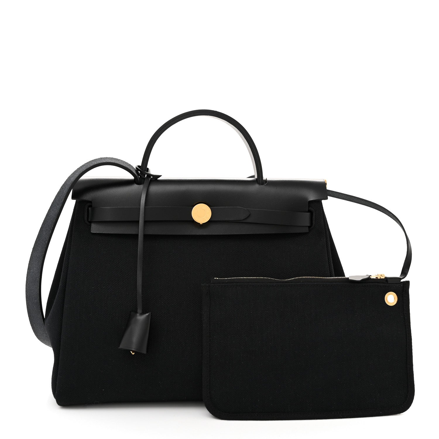 Hermes Military Toile Vache Hunter Herbag Zip Retourne 31 PM Black 3 of 12