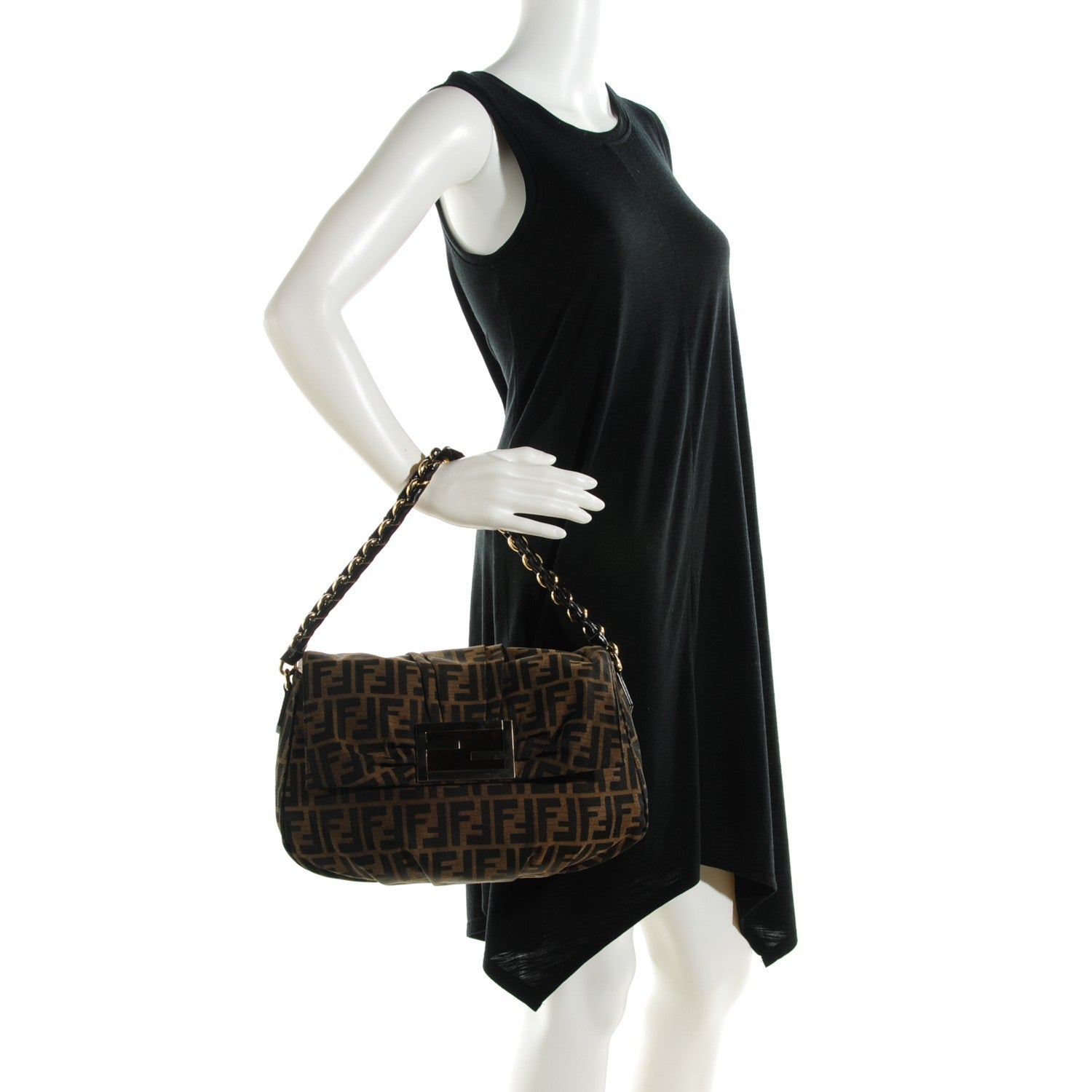 Fendi Zucca Patent Mia Shoulder Flap Tobacco 2 of 8