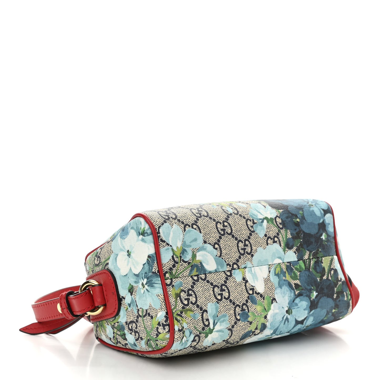GG Supreme Monogram Blooms Mini Boston Navy Blue Hibiscus