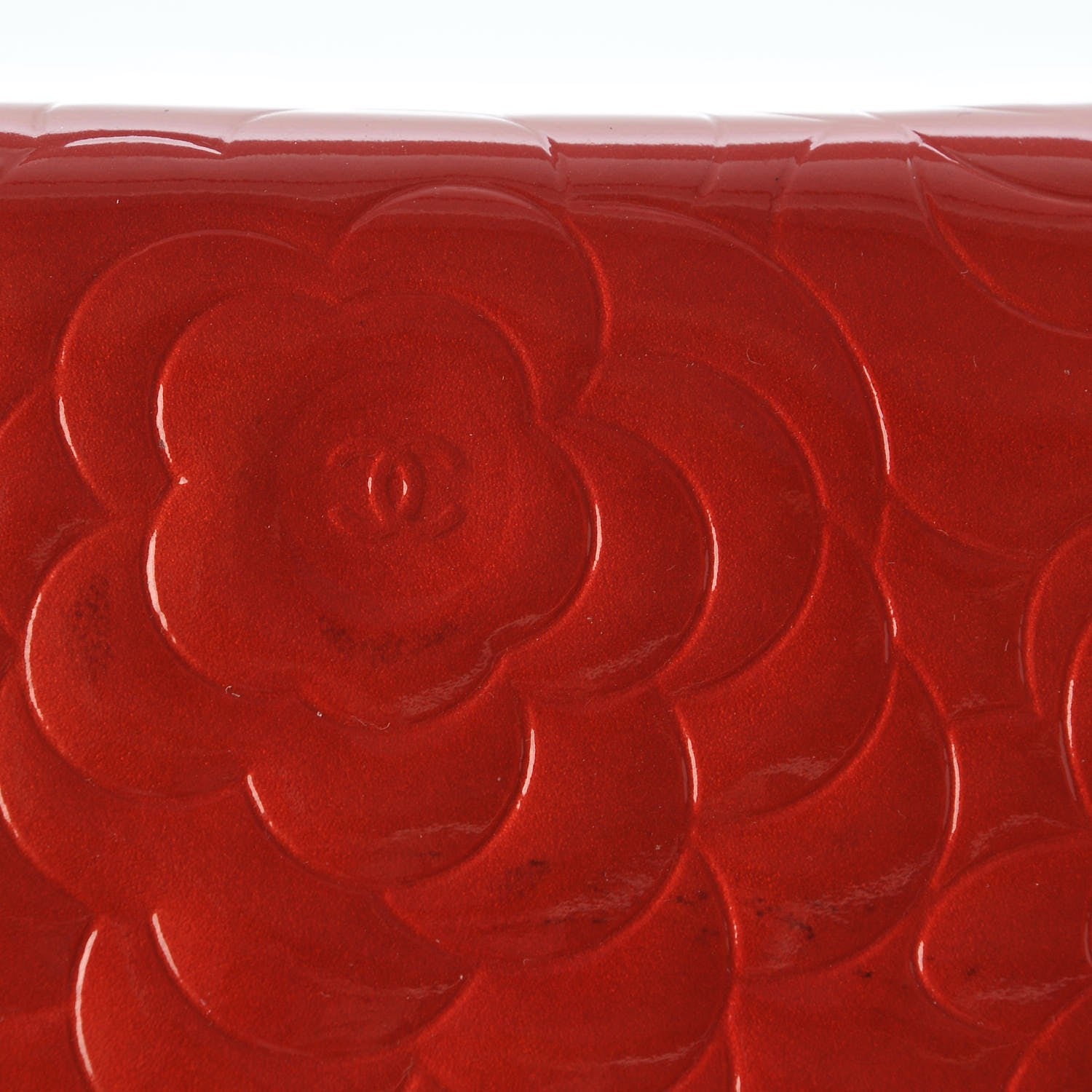 Chanel Patent Camellia Embossed Wallet On Chain WOC Dark Red 9 of 11